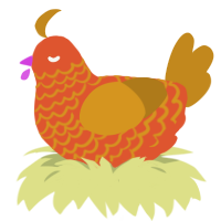 24 Carrot Gold, a vermilion and ochre chicken with a lace pattern