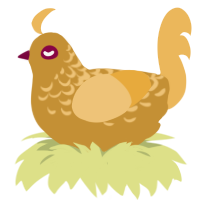 The EggCountant, a gold and honey chicken with a half-lace pattern
