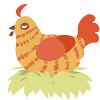 A honey and vermilion chicken with a bar pattern