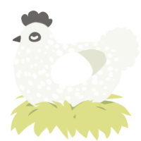A white chicken with a speckle pattern