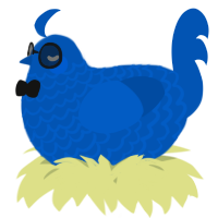 A ultramarine chicken with a lace pattern