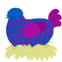 A ultramarine and plum chicken with a lace pattern
