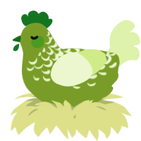 A chartreuse and apple chicken with a half-lace pattern