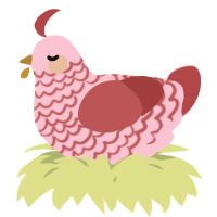A rose and red chicken with a lace pattern