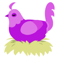 Brunch, a amethyst and orchid chicken with a head pattern