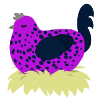 A amethyst and tumblr chicken with a speckle pattern
