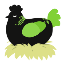 A black and grass chicken with a neck-band pattern