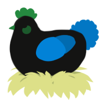 A black and sapphire chicken