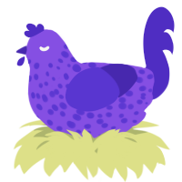 A blurple and indigo chicken with a speckle pattern