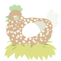 Swan, a beige and white chicken with a speckle pattern