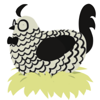 Notebook, a white and sable chicken with a lace pattern