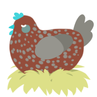 A russet and ash chicken with a speckle pattern