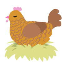 Gold nugget, a orange and brown chicken with a lace pattern