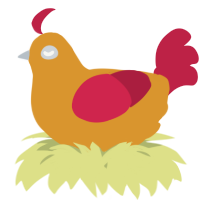 A orange and crimson chicken