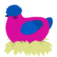 A fuchsia and ultramarine chicken