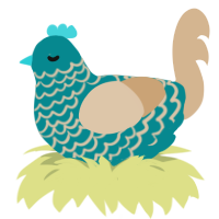 (unnamed), a teal and beige chicken with a lace pattern