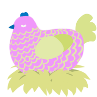 A lavender and lemon chicken with a lace pattern