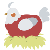 A red and mist chicken with a head pattern