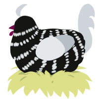 A black and mist chicken with a bar pattern
