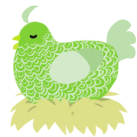 A grass and gluppy chicken with a double-lace pattern