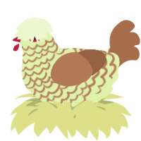 A apple and brown chicken with a lace pattern
