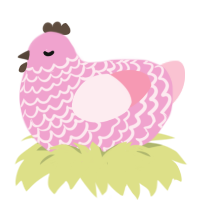 A pink and rose chicken with a lace pattern