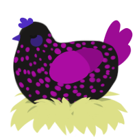 A sable and plum chicken with a speckle pattern