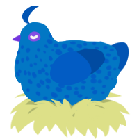 A sapphire and ultramarine chicken with a speckle pattern