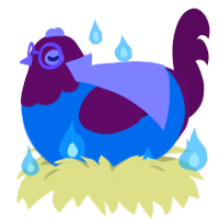 Blue Raspberry, a sapphire and wine chicken with a head pattern