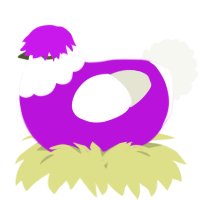 A amethyst and white chicken with a head pattern