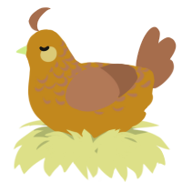 A ochre and brown chicken with a half-lace pattern