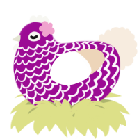 A plum and cream chicken with a lace pattern