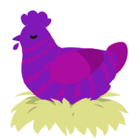 A violet and plum chicken with a bar pattern