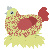 A lemon and red chicken with a double-lace pattern