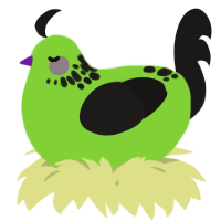 A grass and sable chicken with a neck-speckle pattern