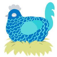 A sapphire and aqua chicken with a lace pattern