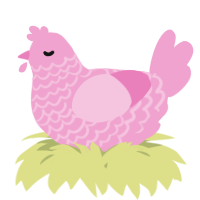 A pink chicken with a lace pattern