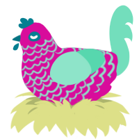 Mint, a fuchsia and mint chicken with a lace pattern