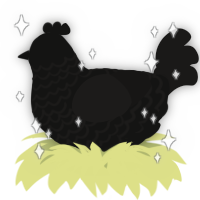 A black and sable chicken with a lace pattern