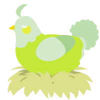 A lime and gluppy chicken with a head pattern