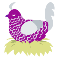 A plum and mist chicken with a lace pattern