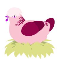 A rose and maroon chicken with a neck-band pattern