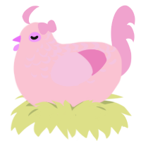 Barbie, a rose and pink chicken with a half-lace pattern