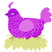 EZ Squirt, a amethyst and orchid chicken with a lace pattern