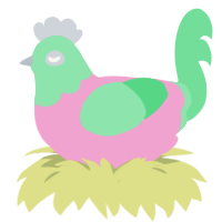 Petal, a pink and spring chicken with a head pattern