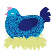Towards the Sky, a cerulean and navy chicken with a double-lace pattern