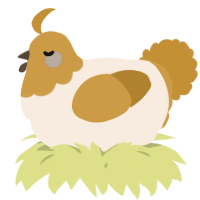 A cream and gold chicken with a head pattern