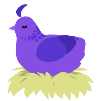 A blurple and indigo chicken with a neck-speckle pattern