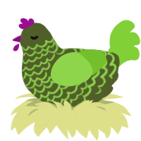 Shrubbery, a olive and grass chicken with a lace pattern
