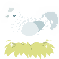 A pink and aqua chicken with a half-lace pattern